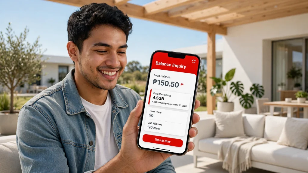 Balance Inquiry TM: How to Check Your TM Load and Data Balance 1 Balance inquiry TM: smiling man showing his phone with TM load balance, remaining data and promo details
